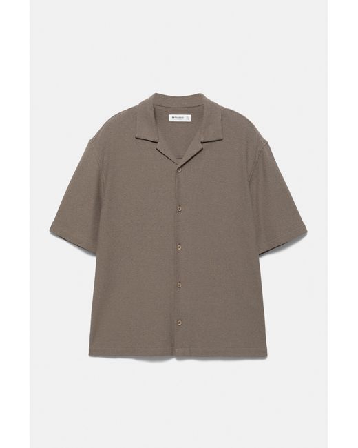Pull&Bear Brown Terrycloth Short Sleeve Shirt for men