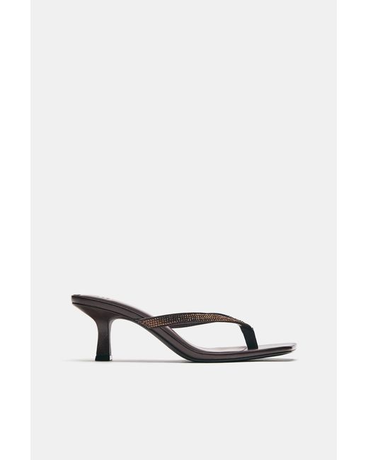 Pull&Bear Black Absatzsandalen Mit Glitzer