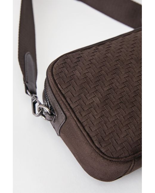 Pull&Bear Brown Woven Crossbody Bag for men