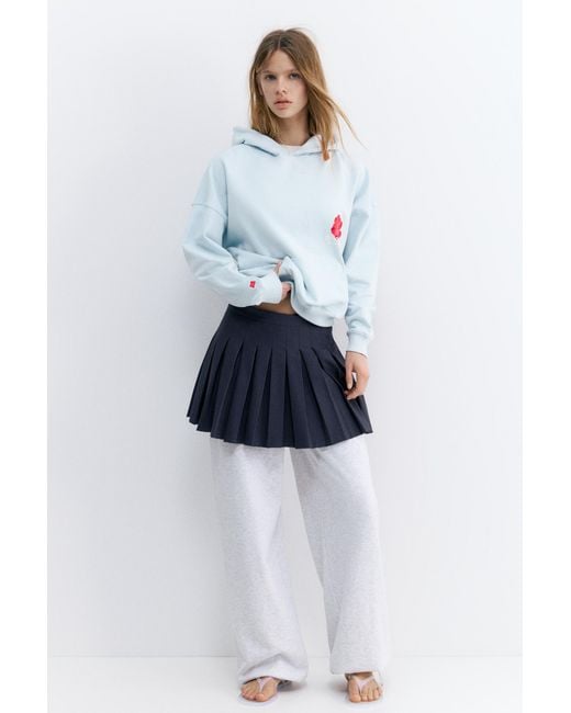 Pull&Bear White Flower Graphic Hoodie
