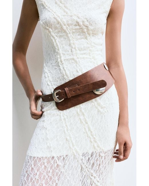 Pull&Bear Brown Studded Belt