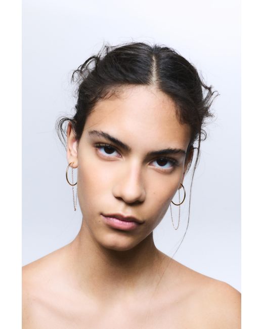 Pull&Bear White Chain Hoop Earrings