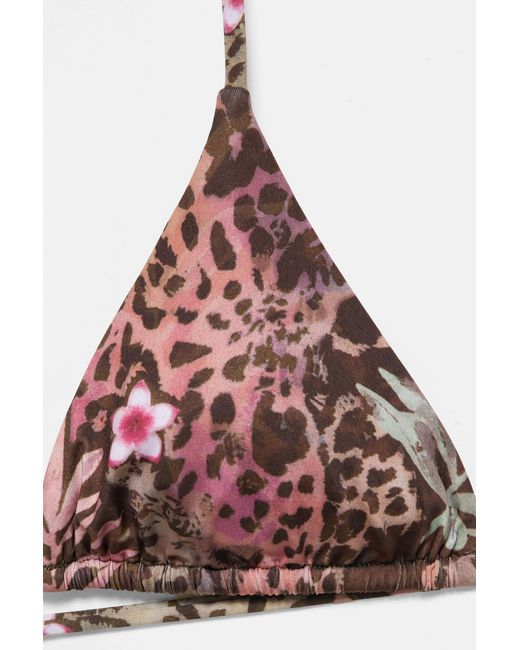 Pull&Bear Brown Triangle Printed Bikini Top