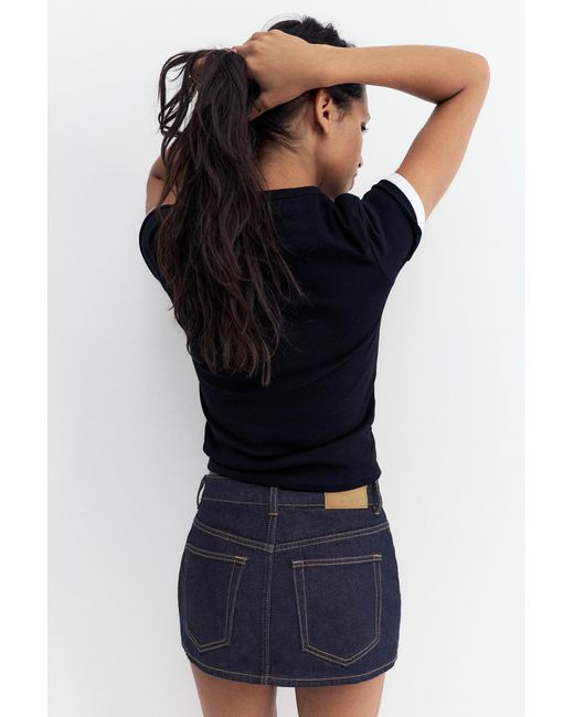 Pull&Bear Red Crossover Waist Denim Skort