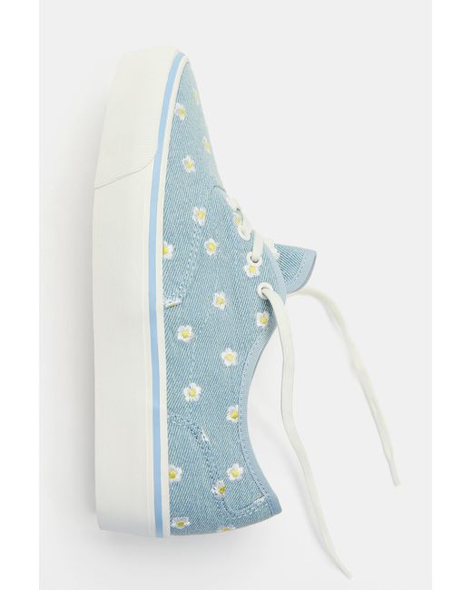 Pull&Bear Blue Daisy Canvas Trainers