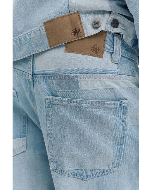Pull&Bear Baggy Jeans Met Patchworkruit in het Blue voor heren