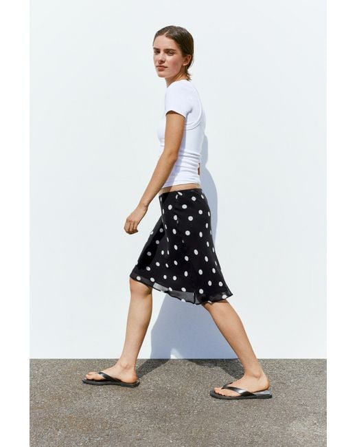 Pull&Bear Black Polka Dot Skirt