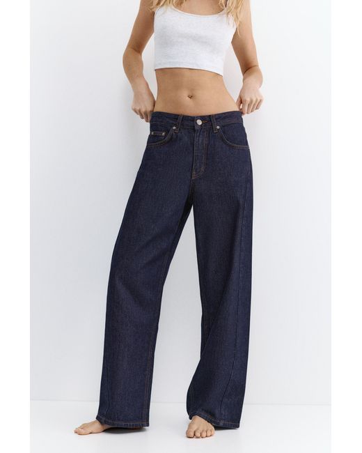 Pull&Bear Blue Low-Rise Barrel Jeans