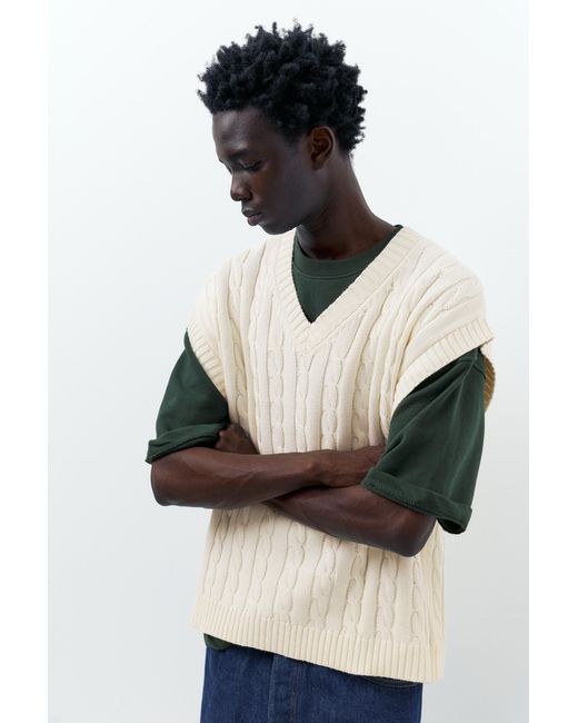 Pull&Bear Multicolor Cable-Knit Vest for men