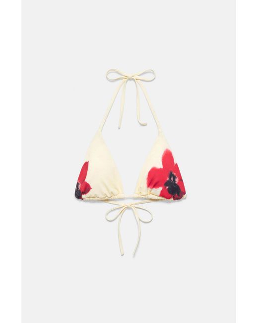 Pull&Bear Brown Floral Triangle Bikini Top