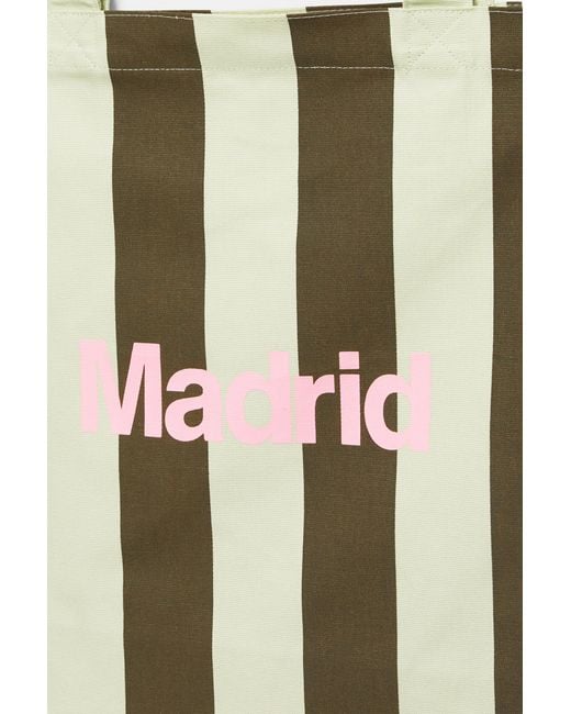 Pull&Bear White Striped City Tote Bag
