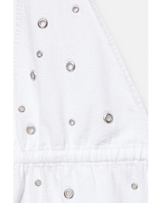 Pull&Bear Denim Haltertop Met Eyelets in het Natural