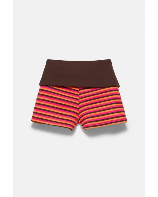 Short À Rayures En Maille Pull&Bear en coloris Red