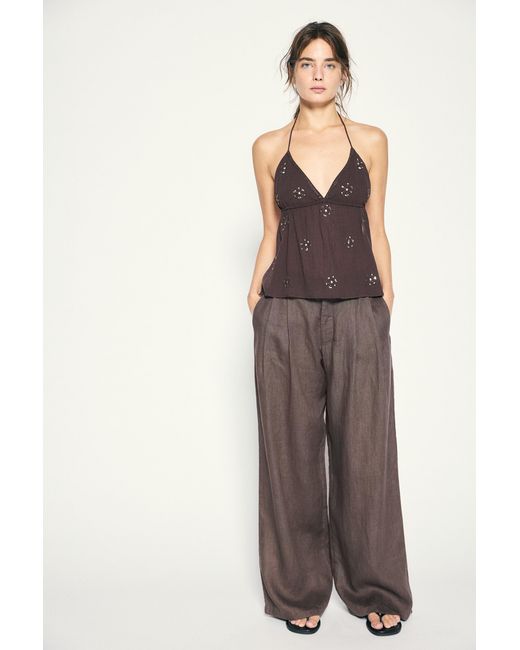Pull&Bear Brown Beaded Halter Top