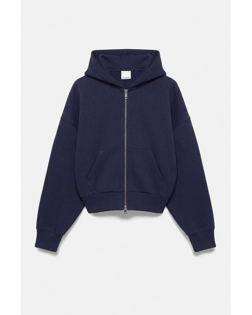 Pull&Bear Blue Neoprene-Effect Zip Hoodie