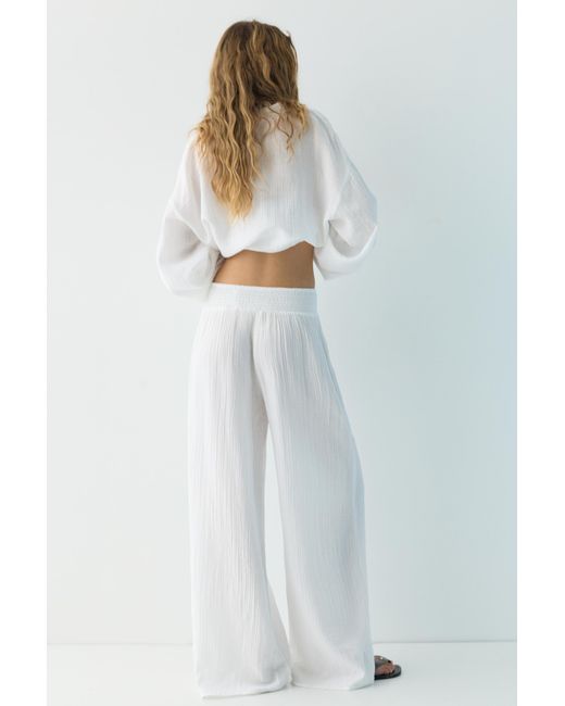 Pull&Bear Blue Flowing Chiffon Effect Trousers
