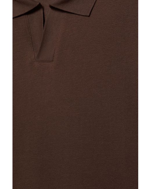 Pull&Bear Brown Short Sleeve Textured Polo Shirt for men