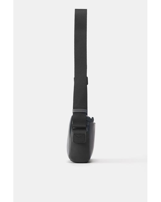 Pull&Bear Black Rubberised Crossbody Bag for men