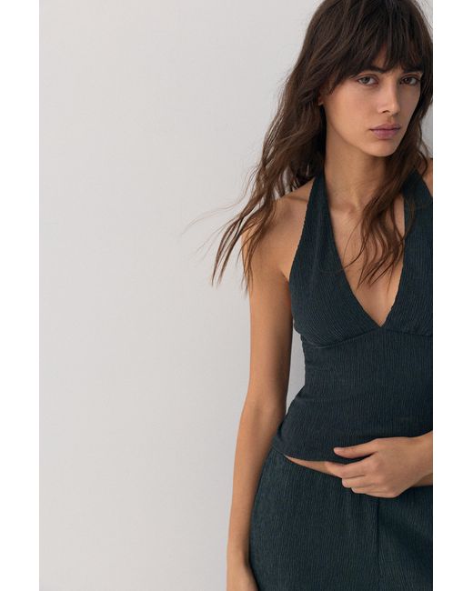 Pull&Bear Blue Crepe Halter Top