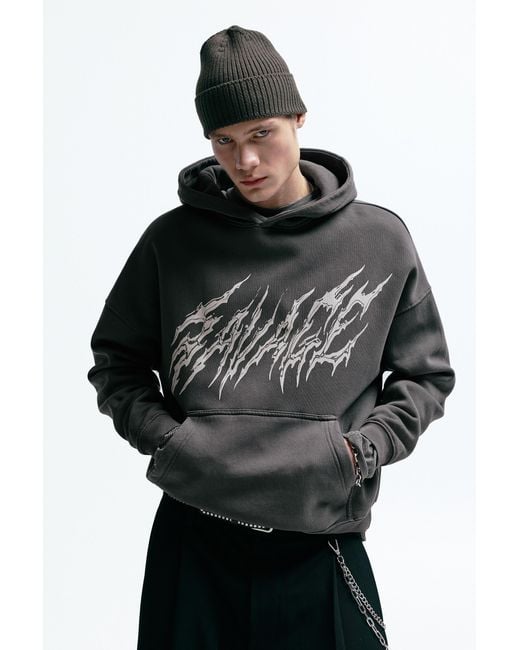 Pull&Bear Black 21 Savage Hood Hoodie for men