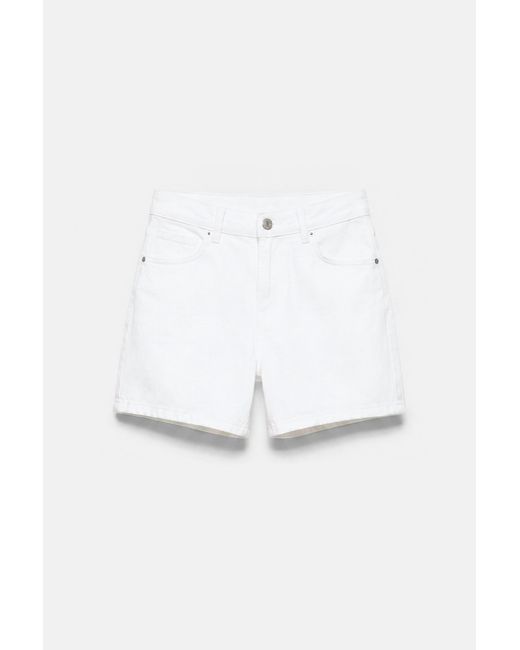 Bermuda Jeans A Vita Media di Pull&Bear in White