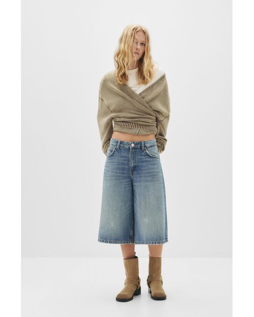 Pull&Bear Blue Low-Rise Baggy Jorts