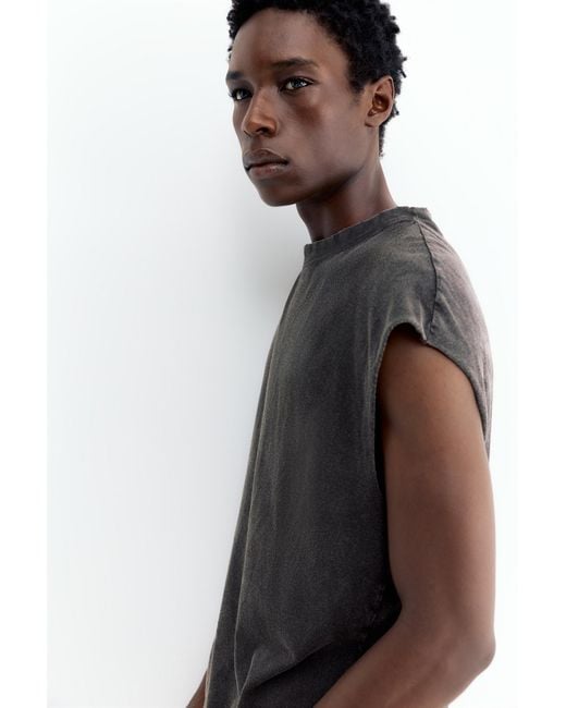 Pull&Bear Singlet Met Acid Wash in het Gray voor heren