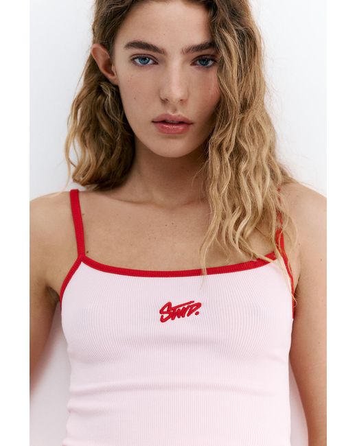 Pull&Bear Red Stwd Fine Strap Top