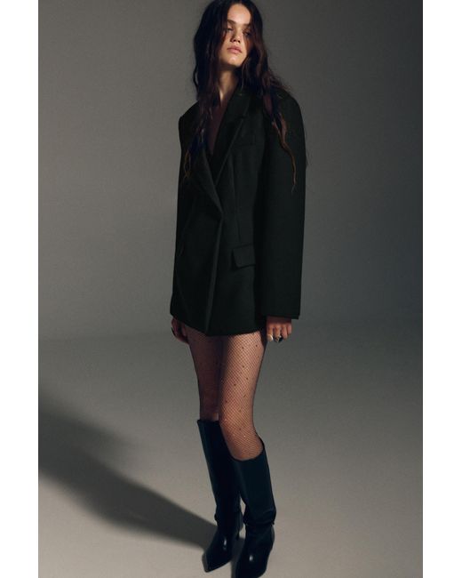 Pull&Bear Black Short Fitted Felt Fabric Coat
