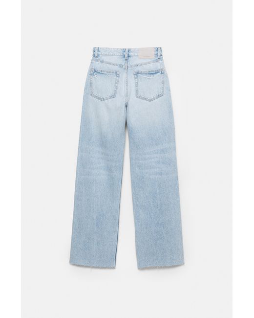 Jean Wide Straight Taille Haute Pull&Bear en coloris Blue