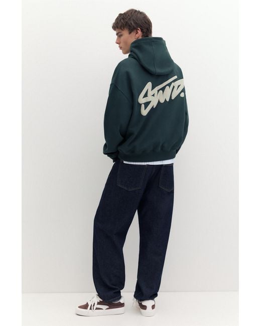 Pull&Bear Blue Stwd Boxy-Fit Hoodie for men