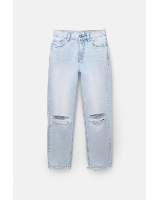 Pull&Bear Blue Ripped Mom Jeans