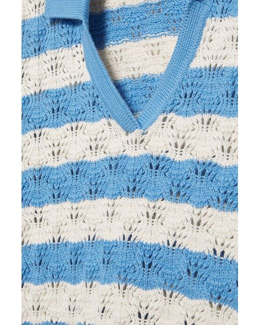 Polo Crochet Rayures Pull&Bear en coloris Blue