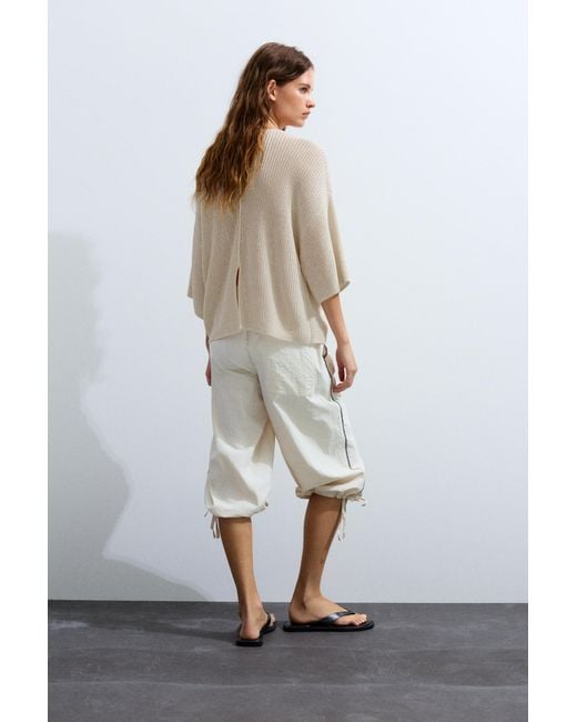 Pull&Bear Natural Short Sleeve Buttoned Cardigan