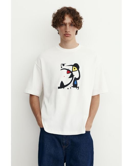 Pull&Bear Black Miró Relaxed Fit T-Shirt for men