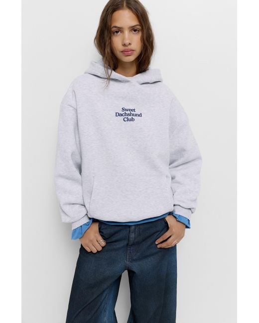Pull&Bear White Graphic Dog Hoodie
