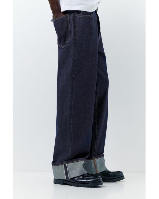 Pull&Bear Blue Selvedge Straight-Leg Jeans for men