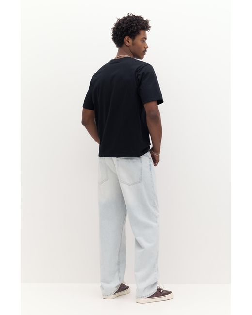 Pull&Bear Black Basic Short Sleeve Cotton T-Shirt for men
