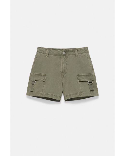 Pull&Bear Red Cargo Bermuda Shorts