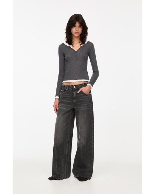 Pull&Bear Blue Wide-Leg Baggy Jeans With Elasticated Waistband