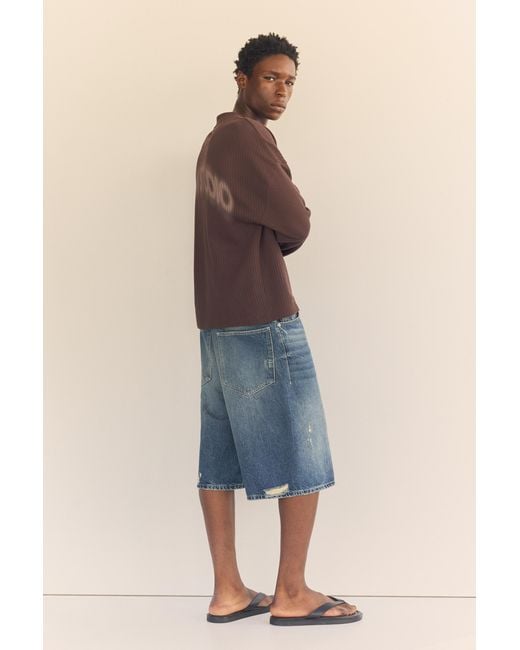Pull&Bear Jorts Met Scheuren in het Blue voor heren