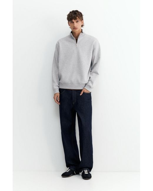 Pull&Bear White Quarter-Zip Sweatshirt for men