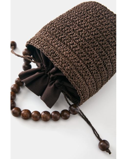 Pull&Bear Brown Bead Bucket Handbag