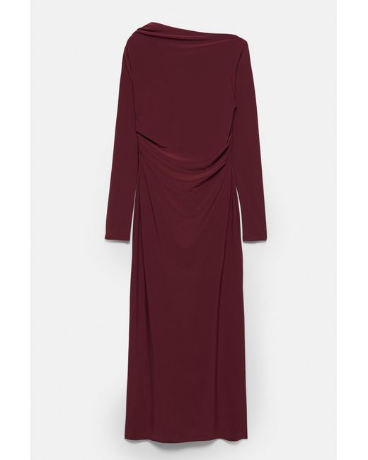 Pull&Bear Purple Soft Draped Midi Dress