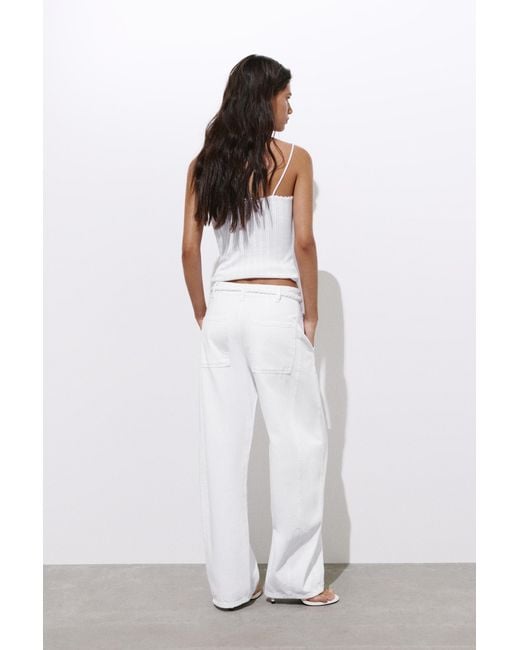 Pull&Bear White Balloon Jeans With Drawstring