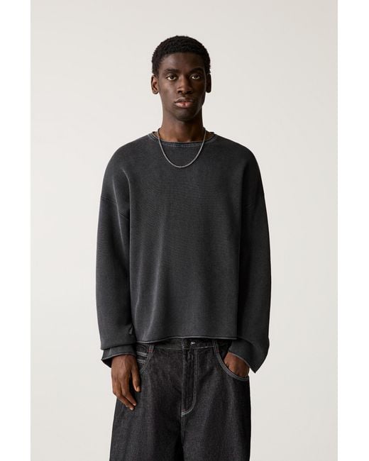 Pull&Bear Black Washed Raw Edge Jumper for men