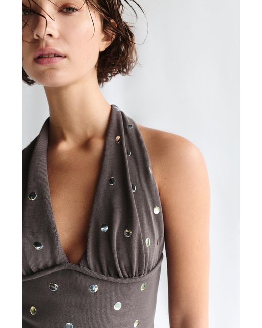 Pull&Bear Multicolor Studded Halter Top