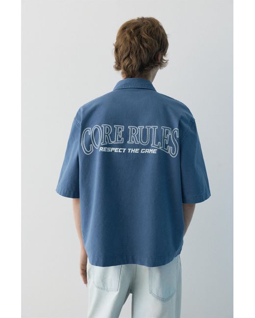 Pull&Bear Stwd Studio Kurzarmhemd in Blue für Herren