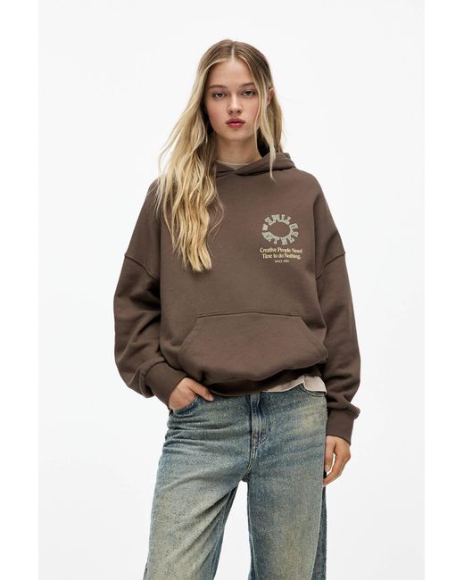 Pull&Bear Brown Creative People Hoodie