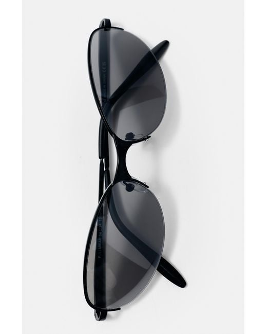 Pull&Bear Black Metallic Oval Sunglasses